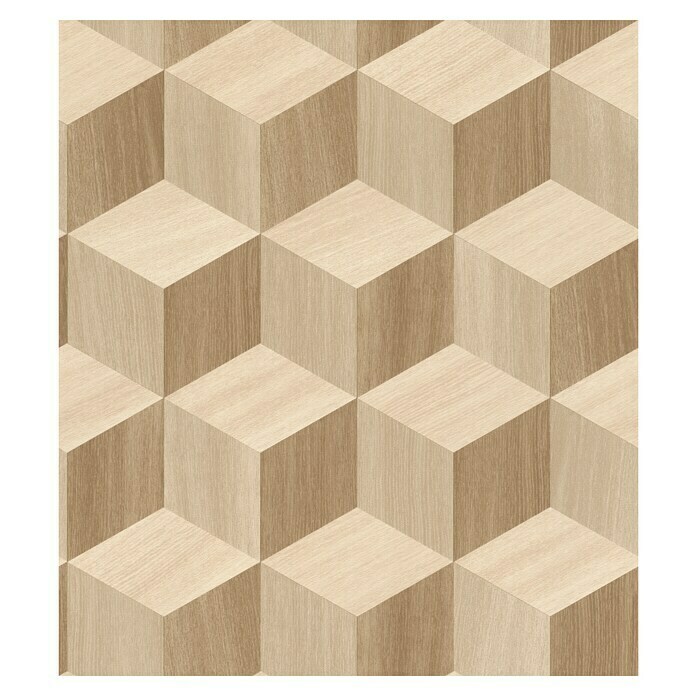 Rasch Salsa Vliestapete Holzmosaik (Hellbraun, 3D-Optik, 10,05 x 0,53 m)