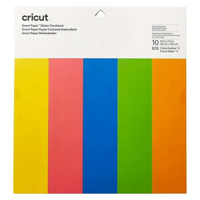 Cricut Aufkleber Smart Paper Sticker Cardstock - 10 Stk., Brilliant Bows, 33 x 33 cm - Cricut Smart Paper™ Sticker Cardstock Packung mit 10 Blatt in verschiedenen Farben, geeignet für Cricut Explore™ 3 und Cricut Maker™ 3.