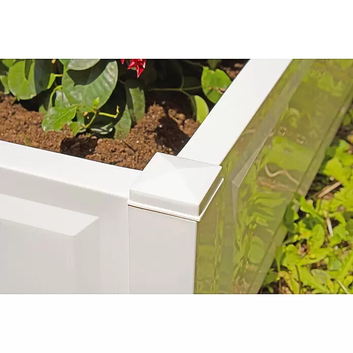 KHW Pflanzkasten - Außenmaß (L x B x H): 100 x 43 x 41 cm, Kunststoff, Weiß - Detailaufnahme