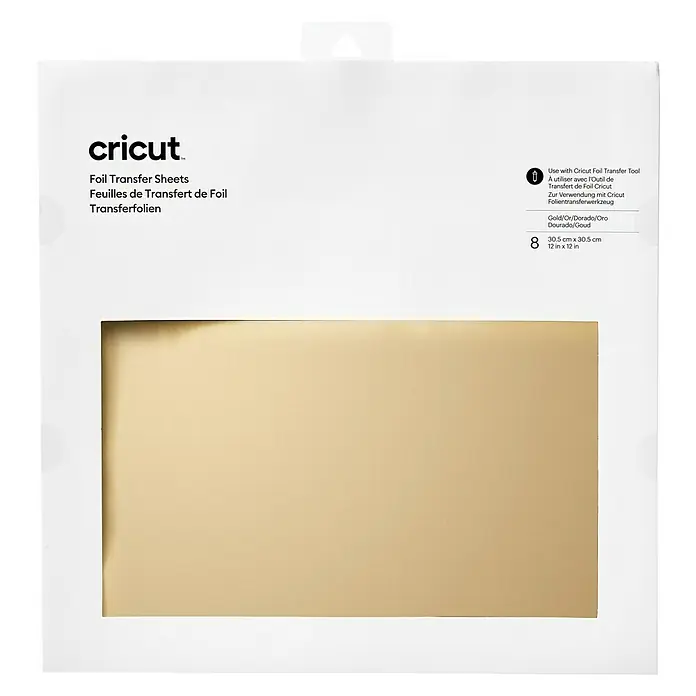 Cricut Transferfolie - 8 Stk., Gold, L x B: 30 x 30 cm - Cricut Folientransferblätter in Gold. Das Set enthält 8 Blätter (30,5 x 30,5 cm) und ist für Cricut Folientransferwerkzeug geeignet.