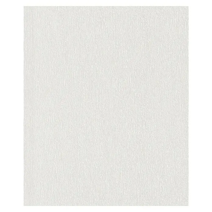 Rasch Wallton Vliestapete Premium Längsstreifen I - Weiß, Uni, 25 x 1,06 m - Eine Nahaufnahme einer weißen Tapete mit einer feinen, linearen Textur, die eine subtile, elegante Optik erzeugt.