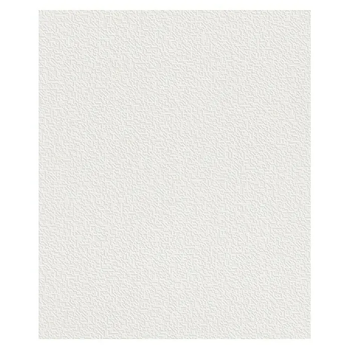 Rasch Wallton Vliestapete Premium Polyomino - Weiß, Grafisch, 10,05 x 0,53 m - Ein quadratisches Bild mit einem weißen, labyrinthartigen Muster, das eine subtile und komplexe Textur für vielseitige Anwendungen bietet.