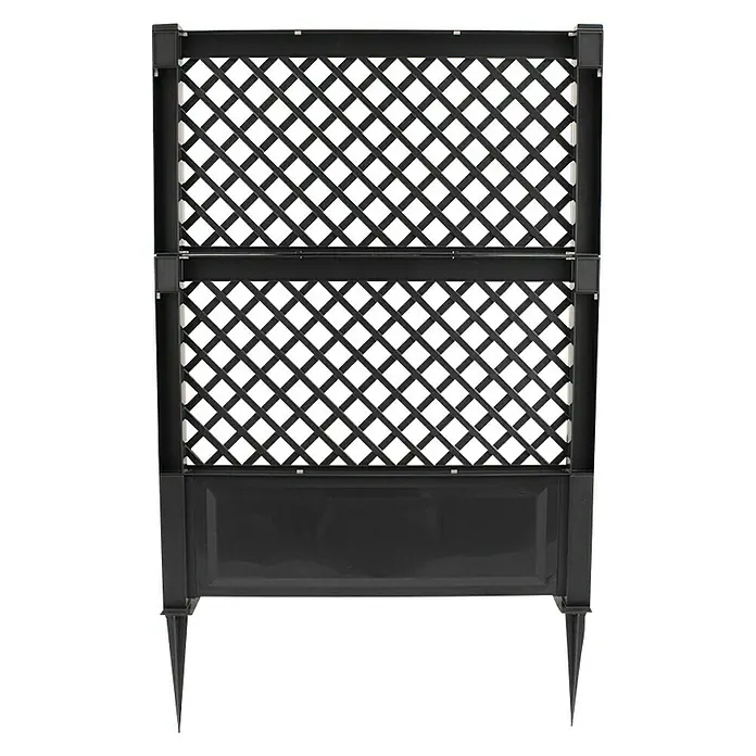 KHW Rankgitter - 100 x 140 cm, Anthrazit - Schwarzes Pflanzgefäß mit Rankgitter zur Dekoration von Gärten und Terrassen, ideal für Kletterpflanzen und zur Schaffung von Privatsphäre.