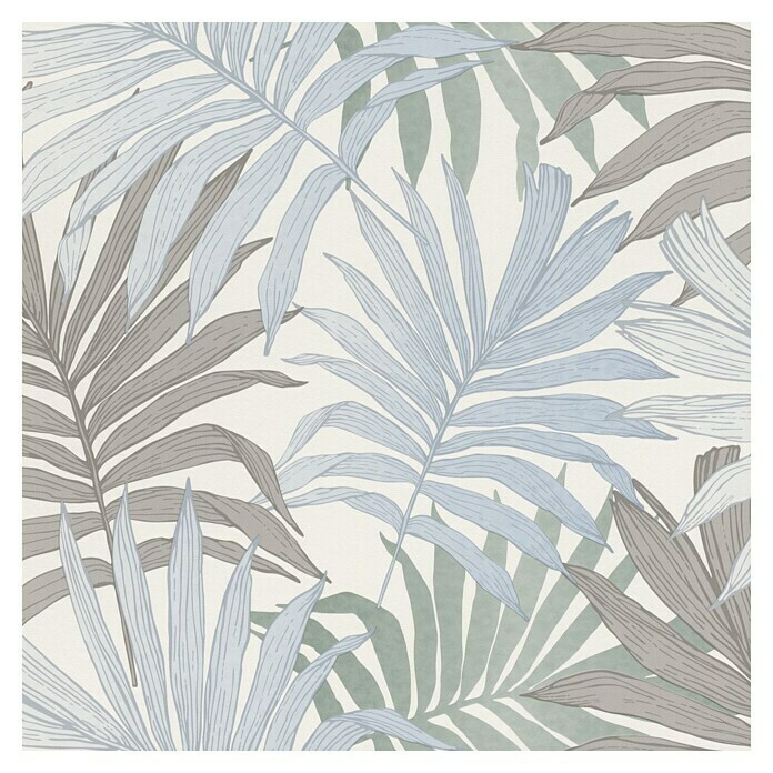 Rasch Bambino XIX Vliestapete Palmenwedel (Blau, Floral, 10,05 x 0,53 m)