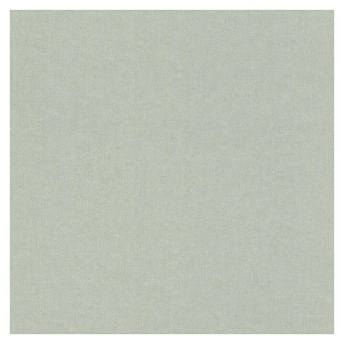 Rasch Bambino XIX Vliestapete - Salbei, Uni, 10,05 x 0,53 m - Ein quadratisches Bild mit einer hellgrauen Textur, die an Leinen oder Stoff erinnert, umgeben von einem schwarzen Rahmen.