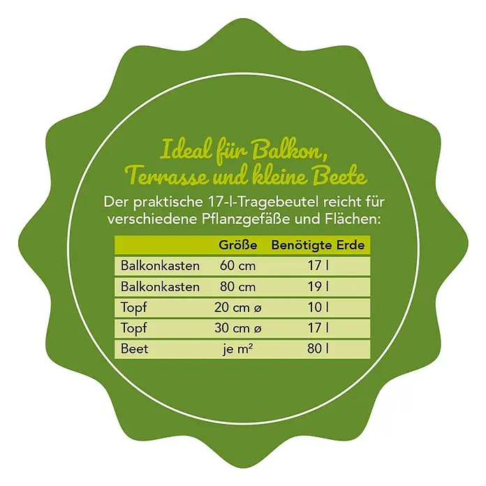 Presto Humus Bio Blumenerde - 17 l - Illustration zur idealen Erdmenge für Balkon, Terrasse und kleine Beete. Praktischer 17-l-Tragebeutel.