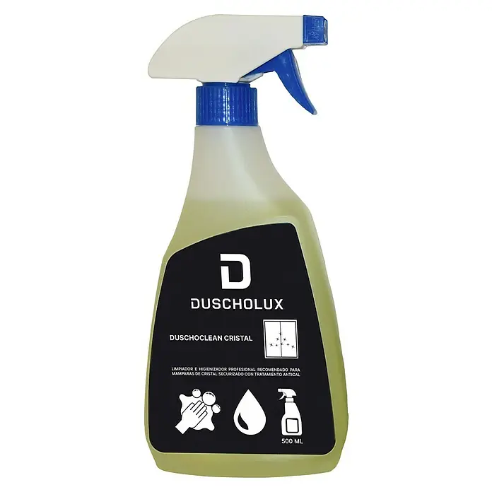 Duscholux Limpiamamparas Duschoclean - 500 ml, Apto para: Mamparas de ducha - Un limpiador en spray de Duscholux, específico para superficies de vidrio como las mamparas con tratamiento antical, garantizando limpieza y brillo.