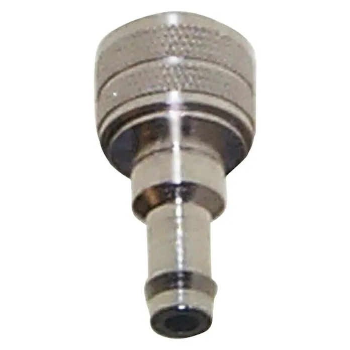 Conector hembra - Específico para: Para motores Suzuki/Nissan/Tohatsu - Primer plano de un adaptador de grifo cromado con superficie moleteada para un agarre seguro y una fácil instalación.