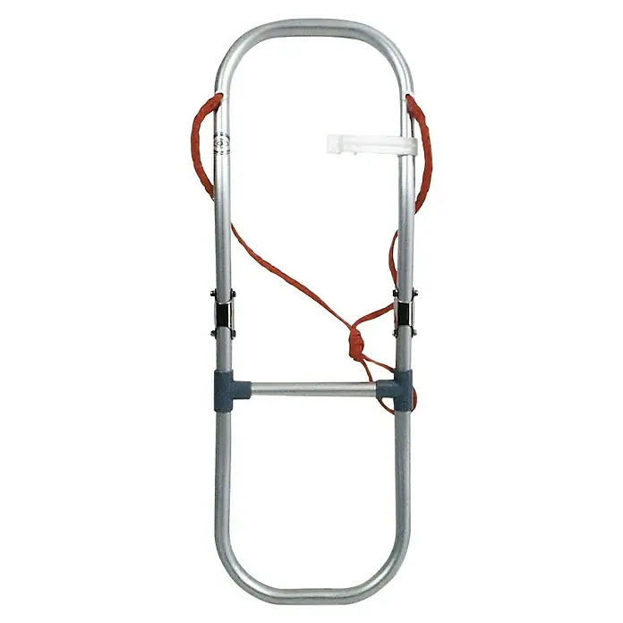 Escalerilla plegable - 110 cm, Número de niveles: 3 ud., Aluminio - Anclaje portátil para escalera de cuerda en emergencias, con estructura de aluminio robusta y cuerda roja. Compacto, fiable y diseñado para un uso rápido.