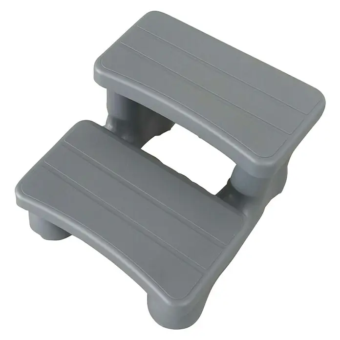 Camargue Escalera acceso piscina hidromasaje - Gris - Escalón doble gris, ideal para alcanzar fácilmente superficies elevadas. Diseño duradero que garantiza un soporte estable.