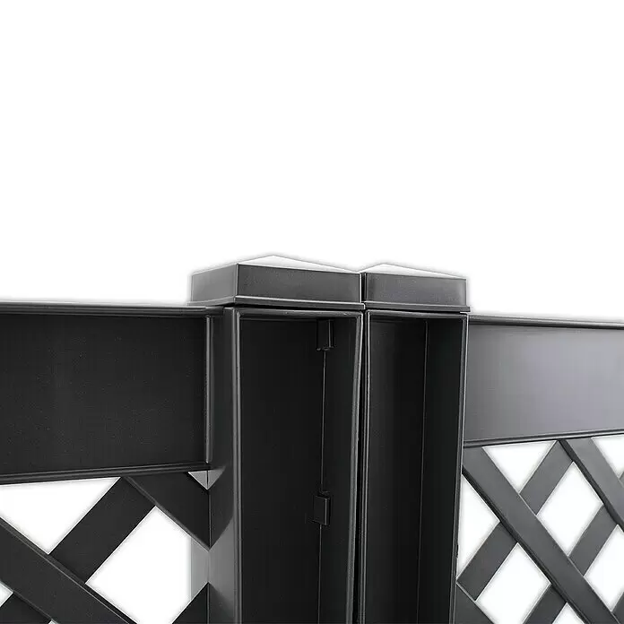 KHW Rankgitter 2er-Set - L x H: 43 x 137 cm, Anthrazit - Schwarzes Rankgitterelement mit integrierten rechteckigen Pflanzkästen.