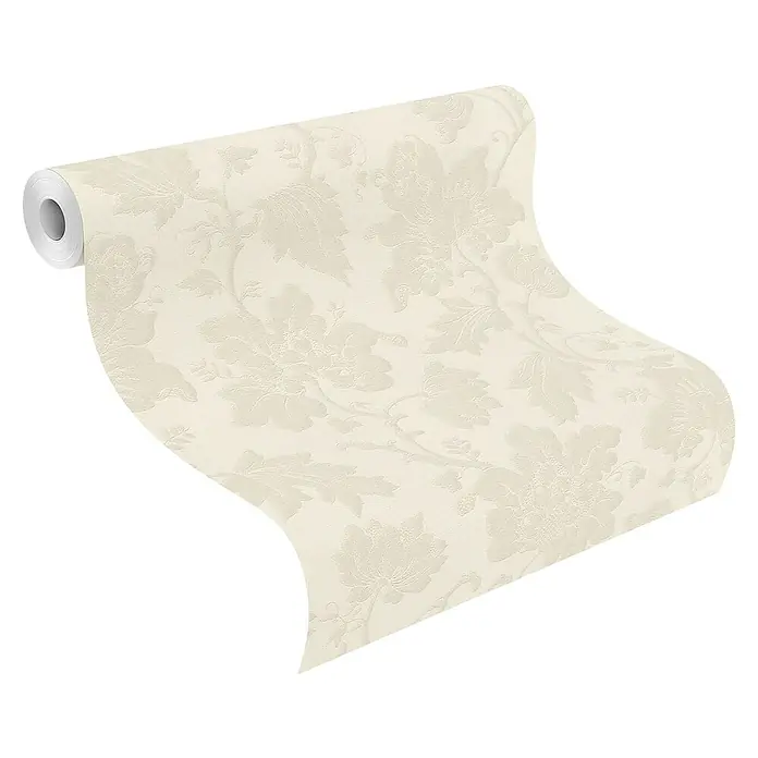 Rasch Trianon XIII Vliestapete Ranke - Cremeweiß, Floral, 10,05 x 0,53 m - Eine Rolle elfenbeinfarbener Tapete mit einem subtilen, floralen Muster, ideal für elegante Innenräume. Perfekt für ein stilvolles Zuhause.