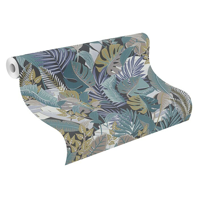 Rasch Tropical House Vliestapete Dschungel (Blau, Floral, 10,05 x 0,53 m) | BAUHAUS