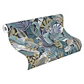 Rasch Tropical House Vliestapete Dschungel (Blau, Floral, 10,05 x 0,53 m) | BAUHAUS