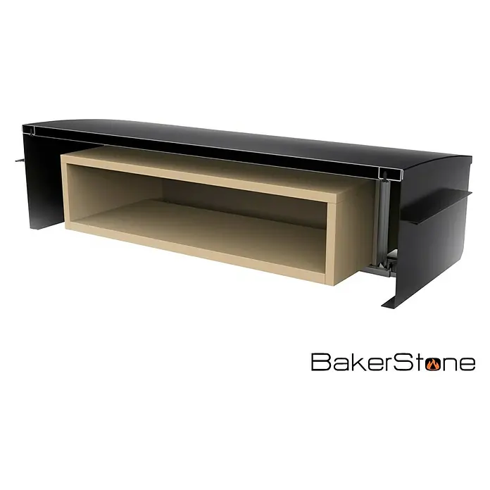 Bakerstone Pizzaofen - L x B x H: 41,8 x 58,5 x 15,9 cm, Passend für: 3-Brenner Grills / Holzkohlegrills - Die elegante BakerStone Ofenbank in Schwarz mit beige Ablage bietet stilvollen Stauraum für Ihren Pizzaofen und Zubehör.