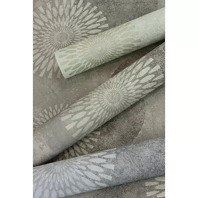 Rasch Tapetenwechsel 2 Vliestapete Kreise - Taupe hell, Grafisch, 10,05 x 0,53 m - Detailaufnahme