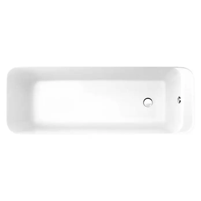 Villeroy & Boch Architectura Badewanne - 170 x 75 cm, Sanitäracryl, Weiß - Draufsicht auf eine rechteckige, weiße Badewanne mit abgerundeten Ecken und zwei Armaturen. Zeitloses Design für Ihr Badezimmer.