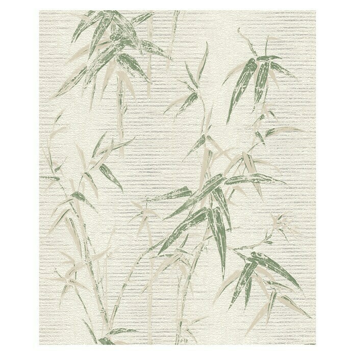 Rasch Tapetenwechsel 2 Vliestapete Bambus (Creme-Grün, Floral, 10,05 x 0,53 m)