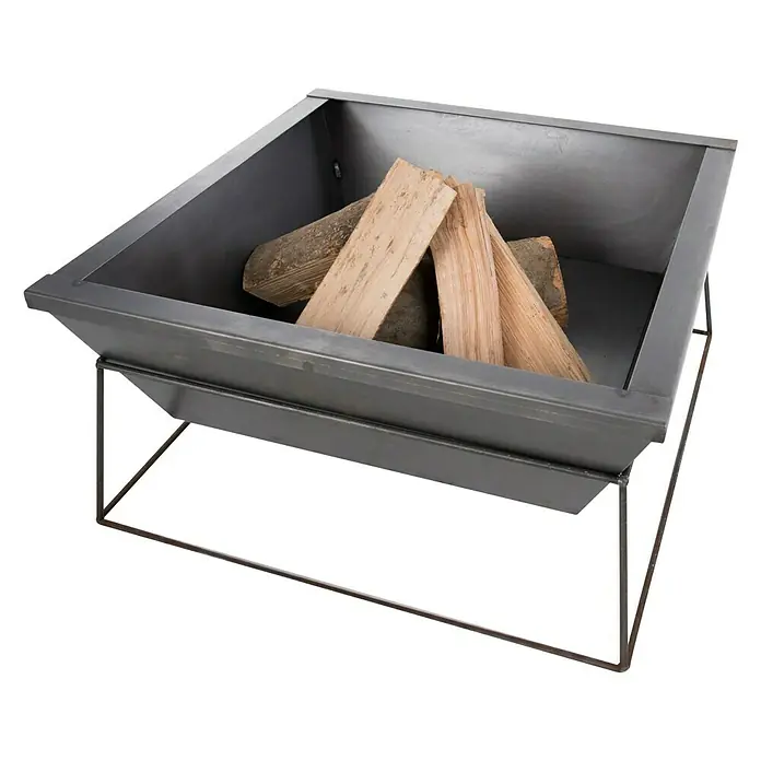 RedFire Feuerschale Reso - L x B x H: 60 x 60 x 35 cm, Stahl - Quadratische Feuerstelle aus Metall mit Holzscheiten, ideal für gemütliche Abende im Freien. Robuste Konstruktion für langanhaltende Wärme.