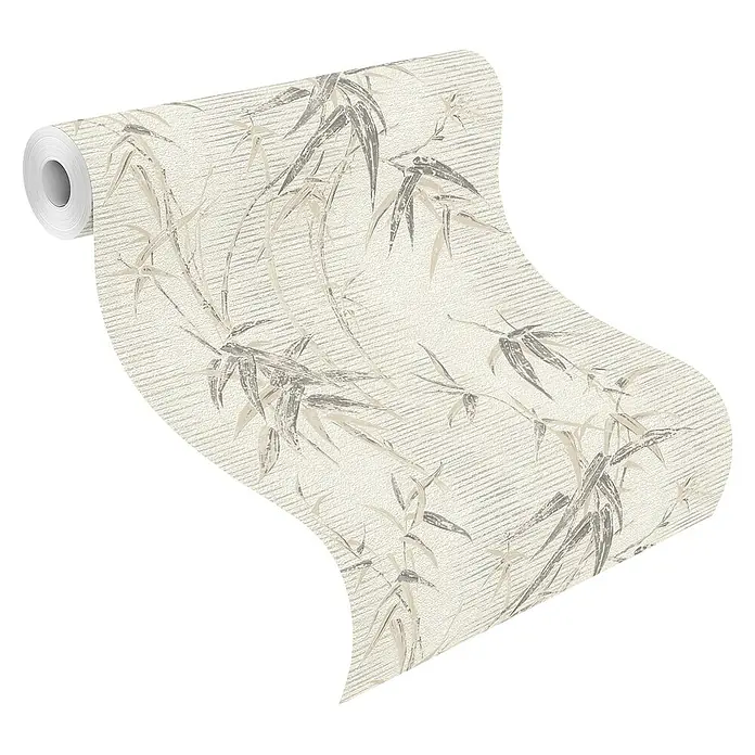 Rasch Tapetenwechsel 2 Vliestapete Bambus - Cremegrau, Floral, 10,05 x 0,53 m - Eine Rolle Tapete mit einem stilvollen Bambusmuster, die eine ruhige und natürliche Atmosphäre in jeden Raum bringt.