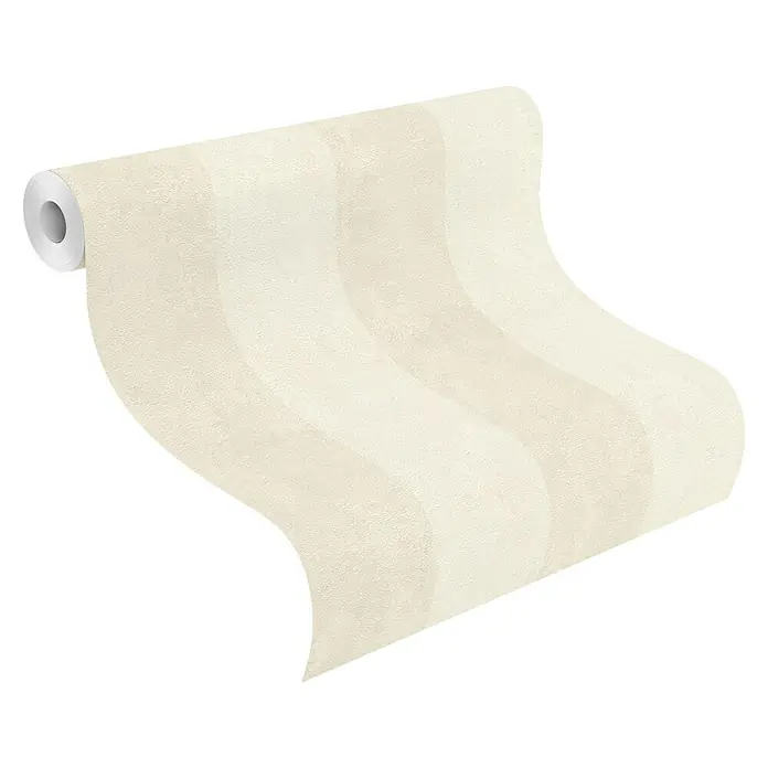 Rasch Tapetenwechsel 2 Vliestapete - Altweiß-Creme, Streifen, 10,05 x 0,53 m - Eine Rolle stilvoller, hell gestreifter Tapete, die sich ideal für die Dekoration von Wohnräumen eignet und eine moderne Note verleiht.