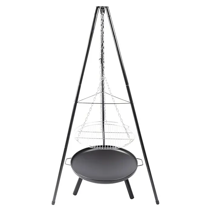 RedFire Schwenkgrill El Paso - Schwarz, Durchmesser: 108 cm - Schwenkgrill mit Dreibein und Grillrost für ein gemütliches Grillen im Freien. Die Feuerstelle ist perfekt für Gartenpartys und Outdoor-Abenteuer.
