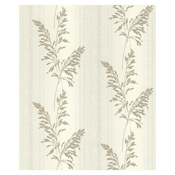 Rasch Tapetenwechsel 2 Vliestapete Blätter - Hellbeige, Floral, 10,05 x 0,53 m - Beige Tapete mit Halmmuster für eine natürliche Wanddekoration im Wohnbereich. Schafft eine ruhige und harmonische Atmosphäre.