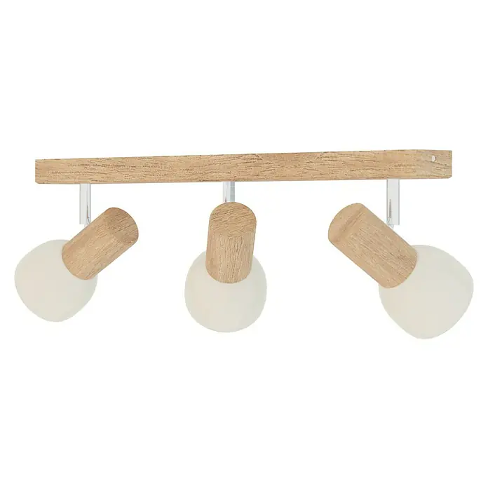 Spotlight Deckenstrahler Svenda - 180 W, L x B x H: 52 x 9 x 18 cm, Eiche, E27 - Moderne Deckenleuchte mit drei Strahlern und Holzdetails für eine stilvolle Beleuchtung im Raum.