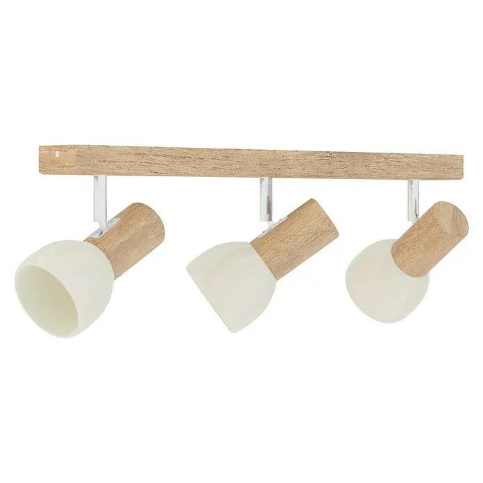 Spotlight Deckenstrahler Svenda - 180 W, L x B x H: 52 x 9 x 18 cm, Eiche, E27 - Moderner Holz-Deckenstrahler mit drei justierbaren Lampenköpfen für eine flexible Beleuchtung im Raum.
