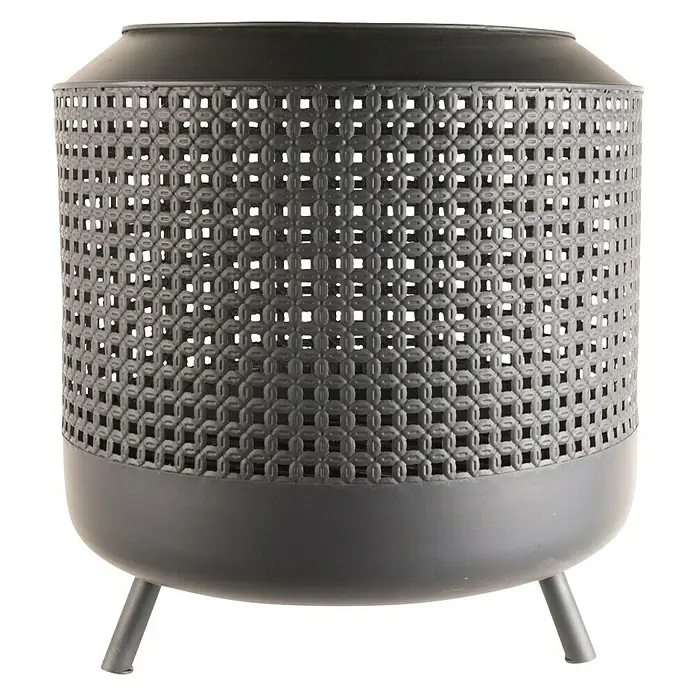 RedFire Feuerkorb Midland - Ø x H: 50 x 51 cm, Schwarz - Grauer, dekorativer Pflanztopf aus Metall mit durchbrochenem Muster und Beinen, ein elegantes Accessoire für den Innen- und Außenbereich.