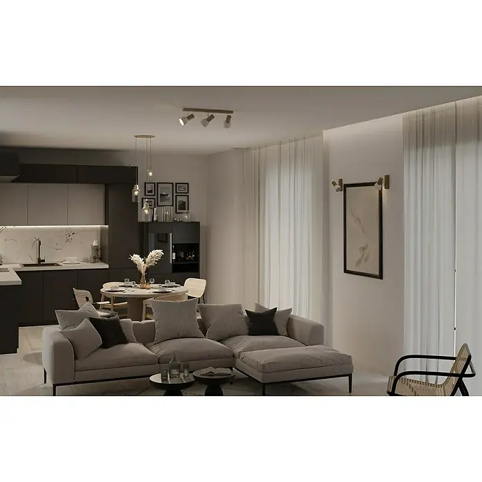 Spotlight Deckenstrahler Svenda - 180 W, L x B x H: 52 x 9 x 18 cm, Eiche, E27 - Moderne Inneneinrichtung mit stilvoller Beleuchtung, komfortablem Sofa und minimalistischem Design für ein gemütliches Ambiente.