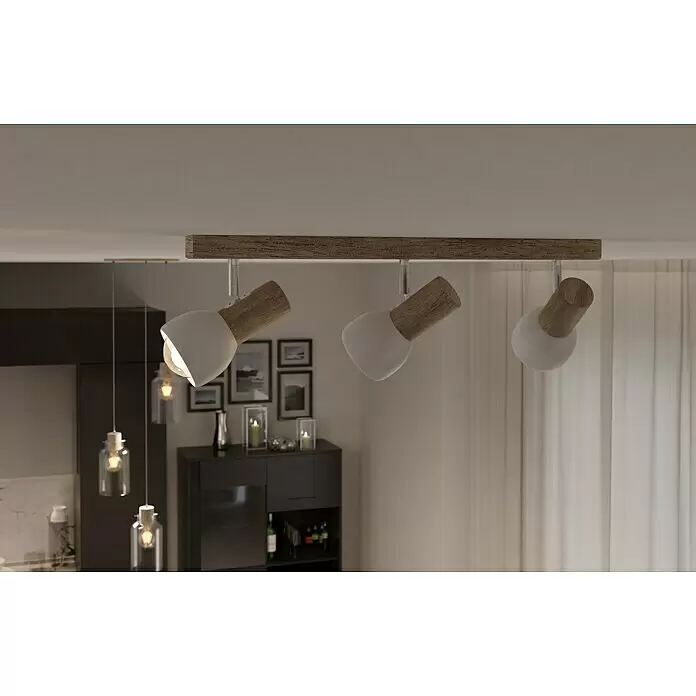Spotlight Deckenstrahler Svenda - 180 W, L x B x H: 52 x 9 x 18 cm, Eiche, E27 - Stimmungsaufnahme