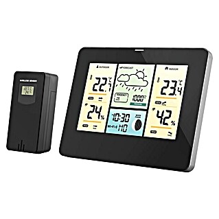 Hama Wetterstation WLAN mit App, Außensensor, Thermometer / Hygrometer / Barometer (12/24 h Zeitanzeige, Netzbetrieben, Schwarz)