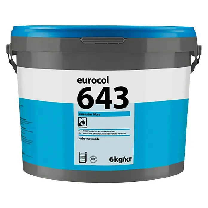 Fixed Kleber Eurostar - 6 kg - Abbildung eines Eimers Eurocol 643 Eurostar Fibre Klebstoff, ein vielseitiger und faserverstärkter Klebstoff für verschiedene Anwendungen.