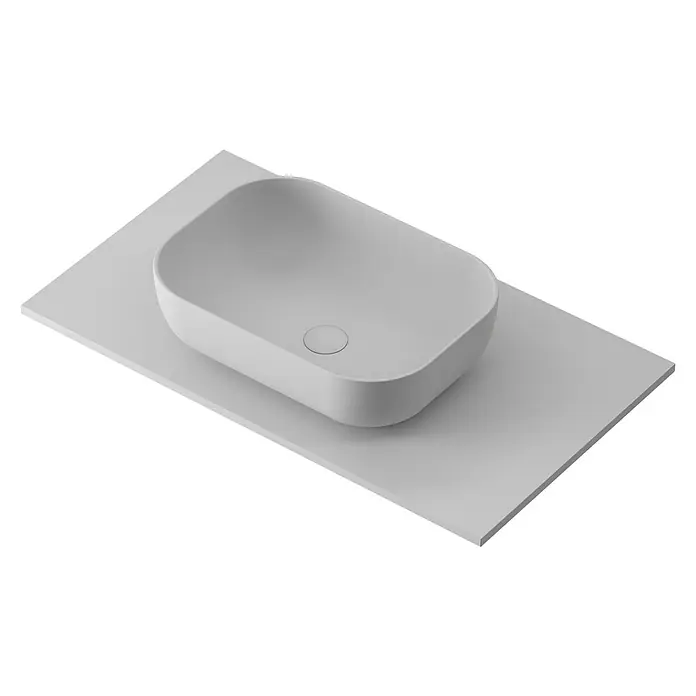 Lavabo y encimera Stadium - 46 x 81 cm, Gris - Elegante lavabo sobre encimera blanco sobre una losa. El diseño moderno se integra perfectamente en cualquier baño.