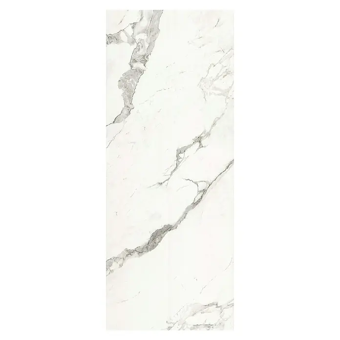 SanDesign Duschrückwandmuster Alu-Verbundplatte - 17,5 cm x 7 cm x 8 mm, Calacatta - Elegante Marmorfliese mit grauen Adern. Das edle Design verleiht jedem Raum eine luxuriöse Note und ist vielseitig einsetzbar.