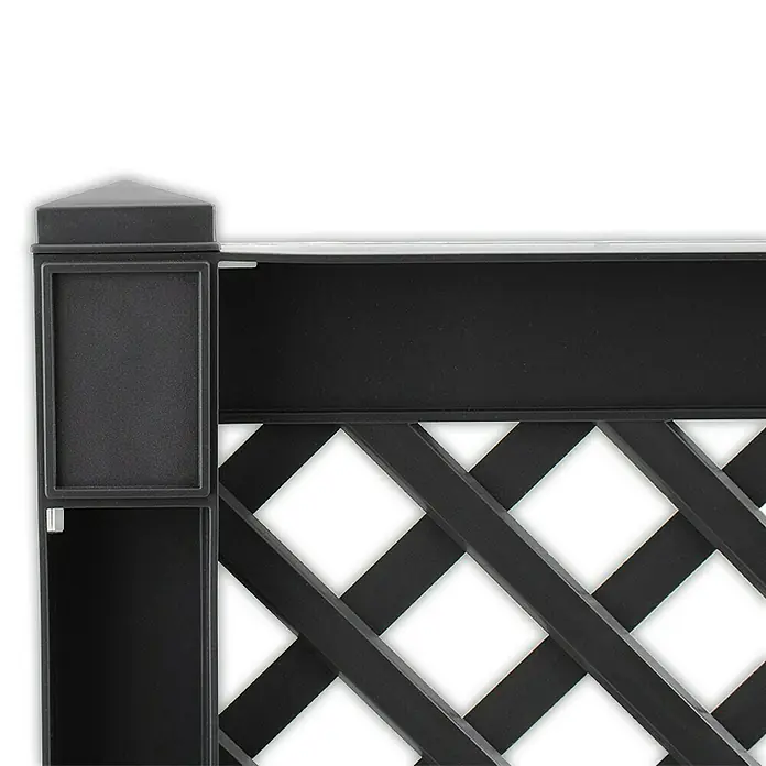 KHW Sichtschutz-Rankgitter - 100 x 140 cm, Anthrazit - Nahaufnahme eines schwarzen Ziergitters, das ein elegantes und modernes Gartenelement darstellt. Es ist robust und wetterfest.