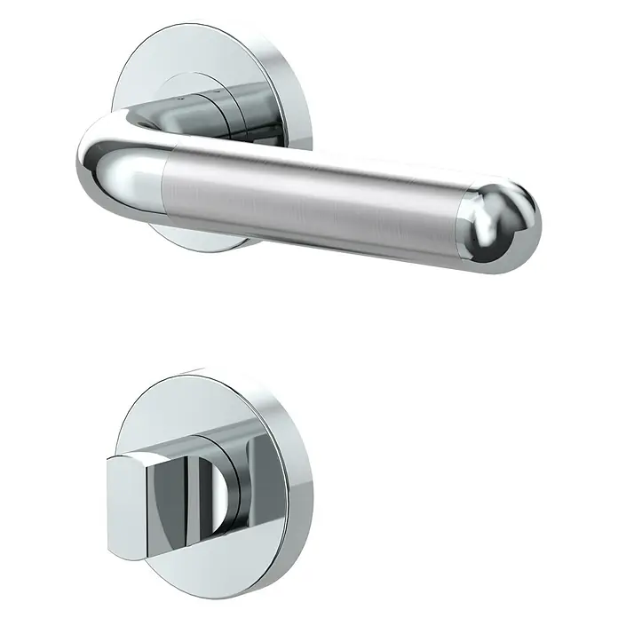 Diamond Doors Creative Drückergarnitur WC Idaho - Schlitzkopf/Olive - Verchromter Türdrücker und Schloss für eine moderne Tür, die Funktionalität und zeitgemäßes Design vereint.