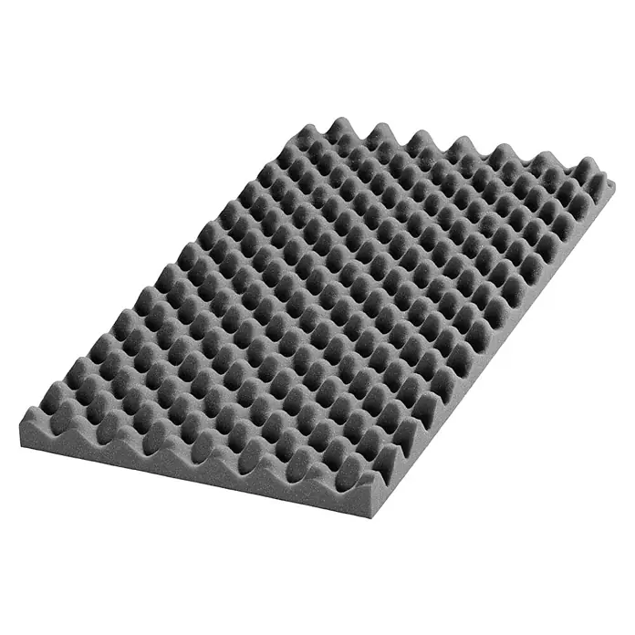 Noppenschaum Akupur - 100 x 200 x 3 cm, PU-Schaum - Graue Schallschutzmatte mit Noppenmuster zur Geräuschreduzierung in Tonstudios und Heimkinos. Ideal für Akustikverbesserung.
