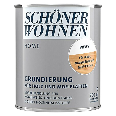 SCHÖNER WOHNEN-Farbe Home Grundierung für Holz und MDF-Platten (Weiß, 750 ml)