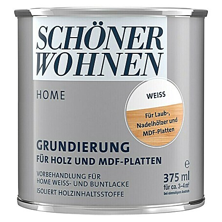 SCHÖNER WOHNEN-Farbe Home Grundierung für Holz und MDF-Platten (Weiß, 375 ml)