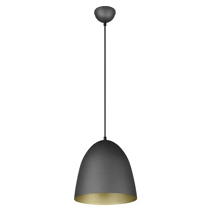 Reality Leuchten Pendelleuchte Tilda - 40 W, Höhe: 150 cm, Schwarz, gold, E27 - Elegante graue Pendelleuchte mit goldenem Inneren. Das schlanke Design macht sie zu einer stilvollen Ergänzung für jeden Raum.