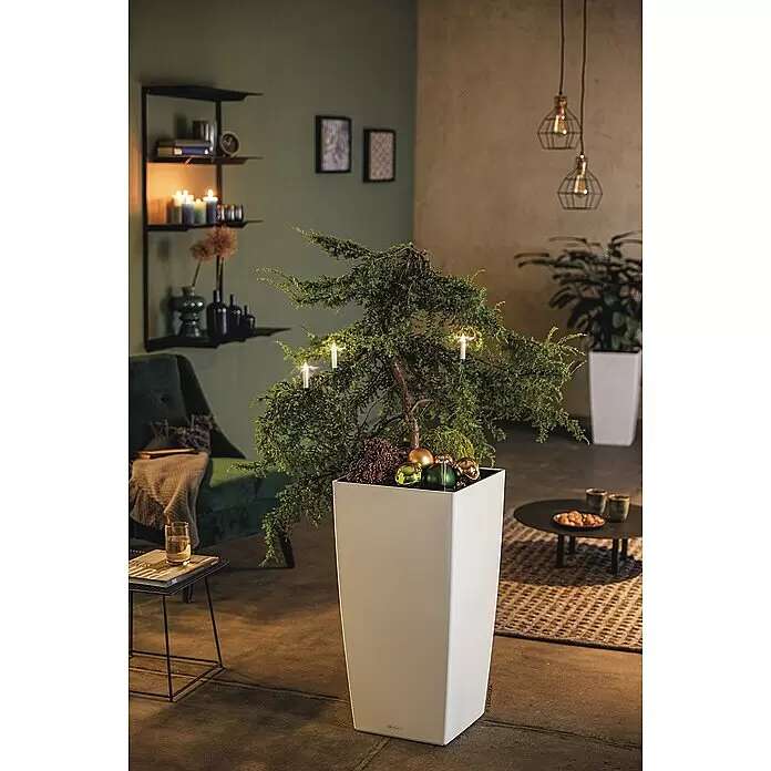 Lechuza Color Pflanzsäule eckig Cubico - Außenmaß (L x B x H): 30 x 30 x 56 cm, Kunststoff, Weiß - Stimmungsaufnahme