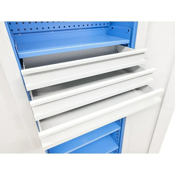 Güde Werkzeugschrank Universal - L x B x H: 193 x 38 x 79 cm - Offener Werkzeugschrank mit mehreren Schubladen. Ideal für die Werkstatt.