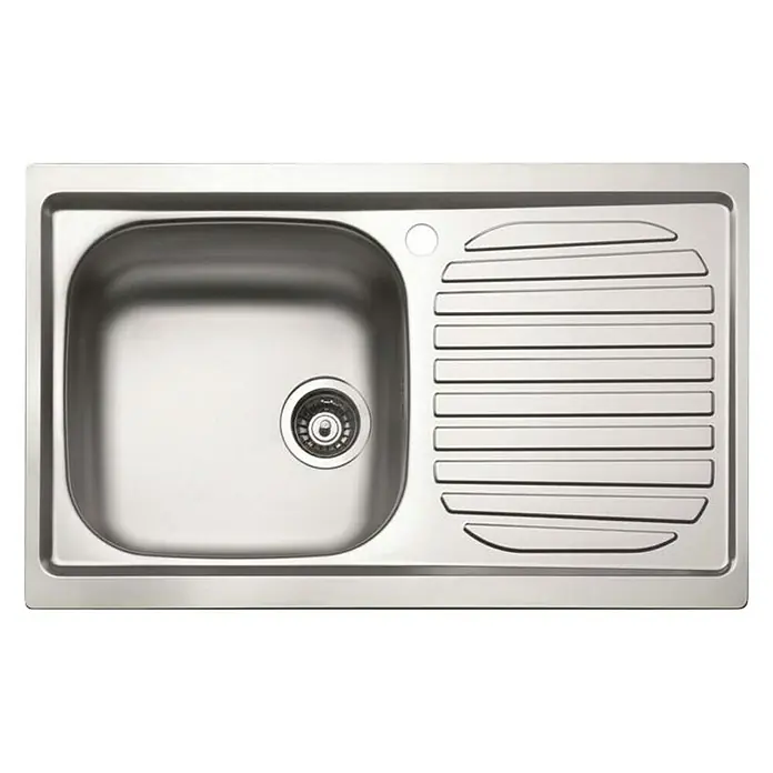 Smeg Fregadero encastrable LYP791D - 50 x 79 cm, Acero inoxidable - Fregadero de acero inoxidable con un seno y escurridor, perfecto para cocinas modernas. Duradero y fácil de limpiar.
