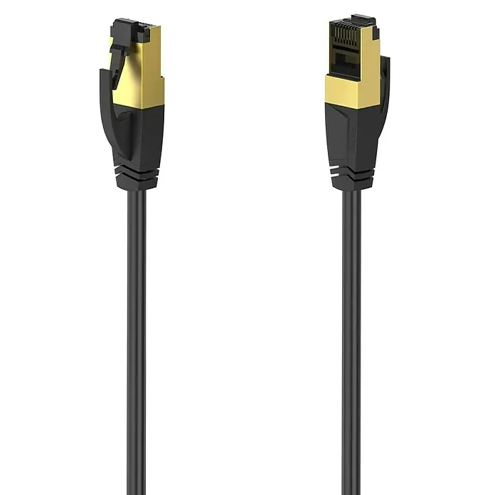 Hama Netzwerk-Kabel - CAT8, Länge: 3 m, Schwarz, RJ45-Stecker, Bis zu 40 Gbit/s - Schwarzes Ethernet-Kabel mit vergoldeten RJ45-Steckern für schnelle und stabile Netzwerkverbindungen. Ideal für Gaming und Streaming.