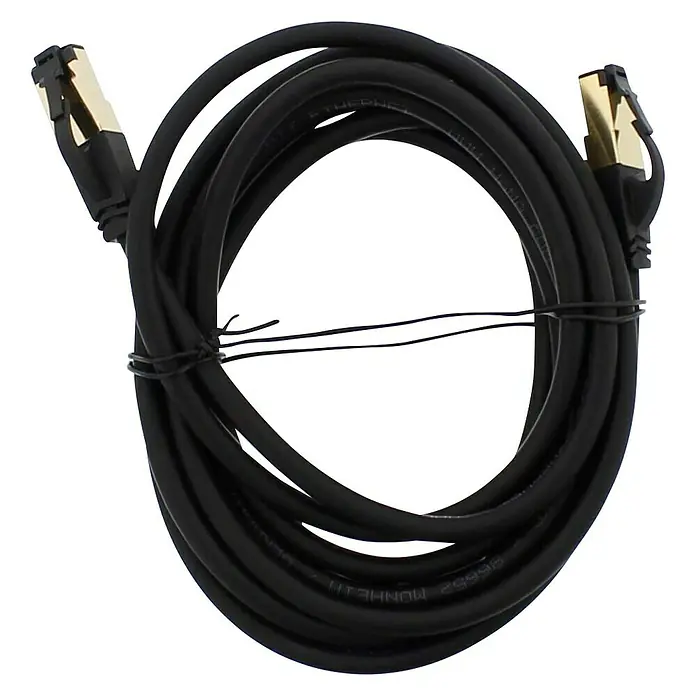 Hama Netzwerk-Kabel - CAT8, Länge: 3 m, Schwarz, RJ45-Stecker, Bis zu 40 Gbit/s - Aufgerolltes, schwarzes Ethernet-Kabel mit vergoldeten Anschlüssen, das für schnelle und zuverlässige Netzwerkverbindungen sorgt.