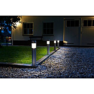 Luxform Solar Intelligent Hybrid Solarleuchte Arizona (7,6 x 7,6 x 56 cm, Silber, Warmweiß)