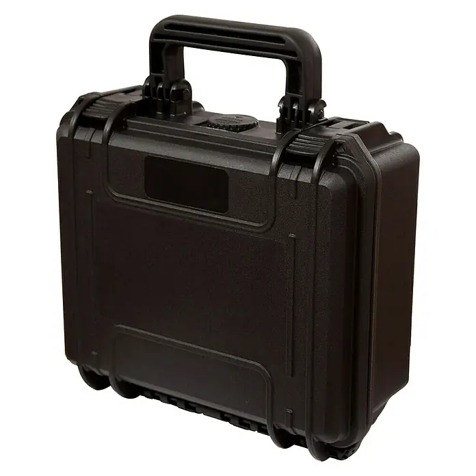 Wasserdichter Koffer MAX235 - L x B x H: 258 x 243 x 118 mm, Mit Würfelschaumstoffeinlage, Schwarz, Kunststoff - Schwarzer, wasserdichter Hartschalenkoffer mit Griff und robusten Verschlüssen für sicheren Transport empfindlicher Gegenstände.