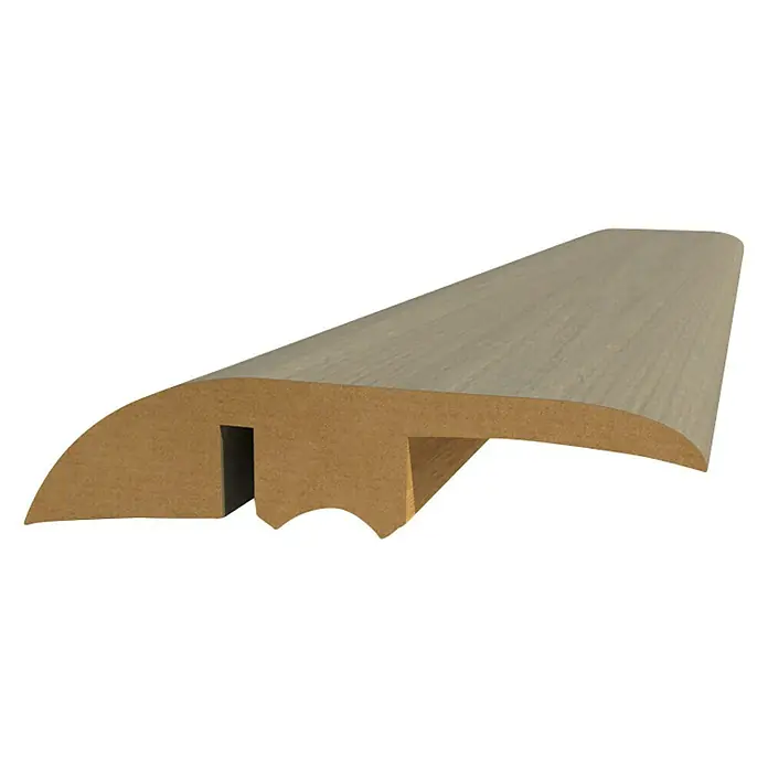 Perfil de transición roble gris tierra - 2,4 m x 44 mm x 10 mm, Pegado - Perfil en T de madera clara para pisos, ideal para transiciones. Su superficie es lisa y diseño moderno.